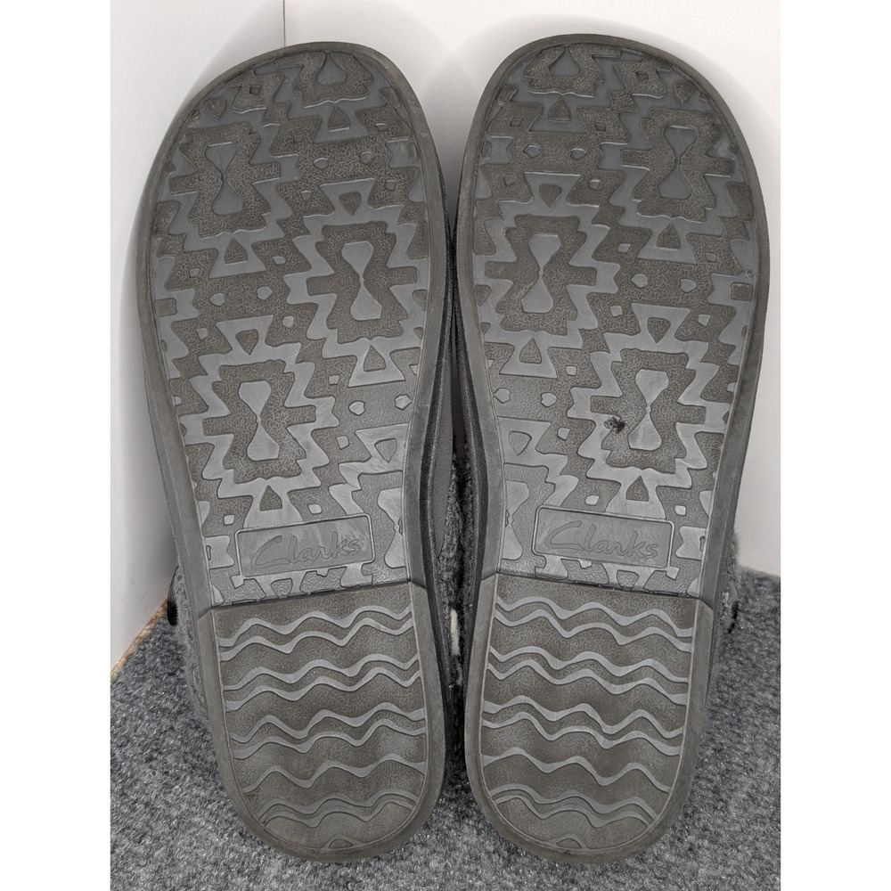 Clarks Slippers Womens 9 M Knit Collar Clog Gray Leather Casual Comfort Low Top - Picture 9 of 11